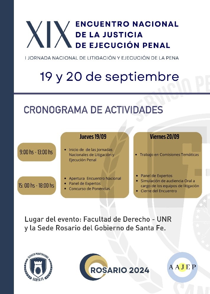 XIX Encuentro Nacional de la Justicia de Ejecución Penal - 19/09/2024 - 20/09/2024